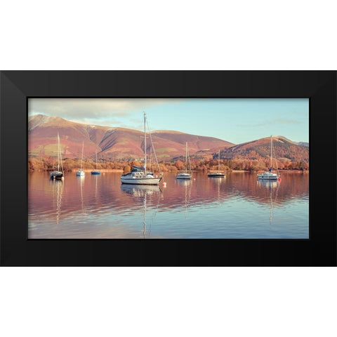 Sail boats in Lake Black Modern Wood Framed Art Print by Frank, Assaf