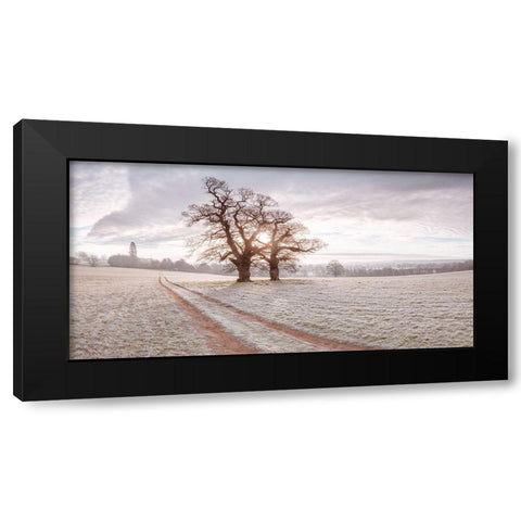 Dirt road through a meadow Black Modern Wood Framed Art Print with Double Matting by Frank, Assaf