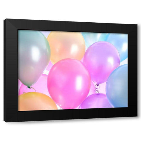 Multi coloured ballons Black Modern Wood Framed Art Print by Frank, Assaf