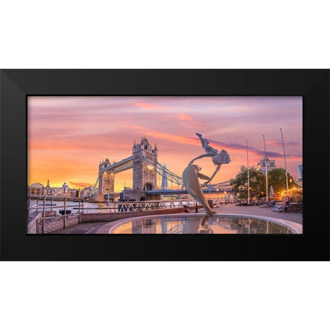 Tower Bridge at sunset, London Black Modern Wood Framed Art Print by Frank, Assaf