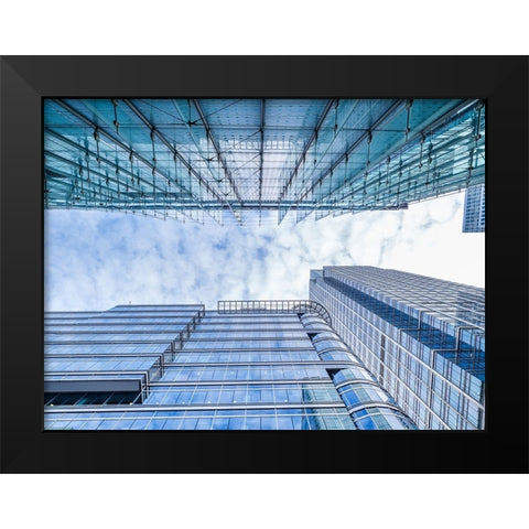 Low angle view of skyscrapers Black Modern Wood Framed Art Print by Frank, Assaf