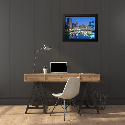 City of-reflection Black Modern Wood Framed Art Print by Frank, Assaf