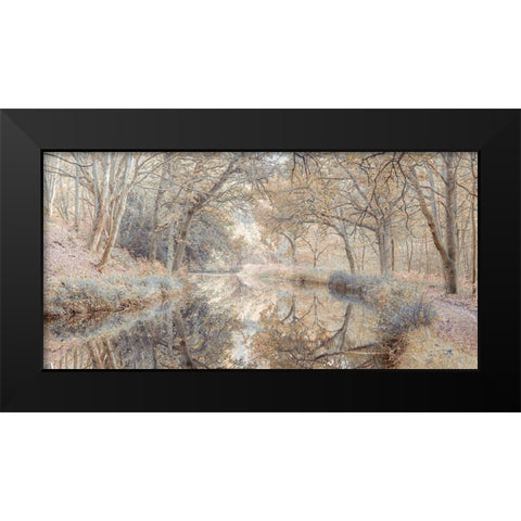 Canal through forest Black Modern Wood Framed Art Print by Frank, Assaf