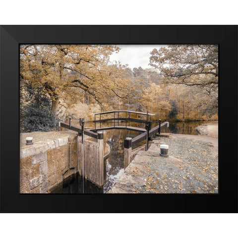 Canal lock Black Modern Wood Framed Art Print by Frank, Assaf