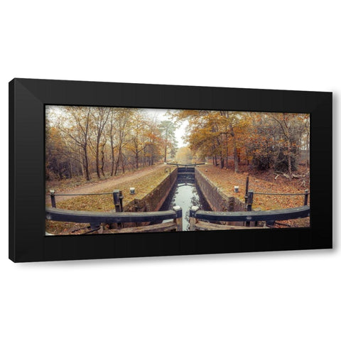 Canal through forest Black Modern Wood Framed Art Print with Double Matting by Frank, Assaf