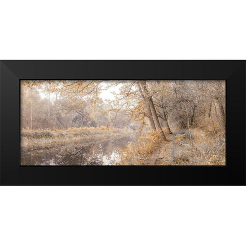 Canal through forest Black Modern Wood Framed Art Print by Frank, Assaf
