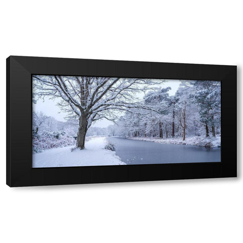 Canal through forest Black Modern Wood Framed Art Print with Double Matting by Frank, Assaf