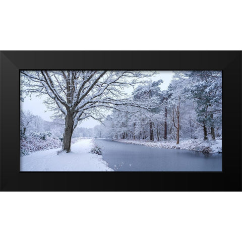 Canal through forest Black Modern Wood Framed Art Print by Frank, Assaf