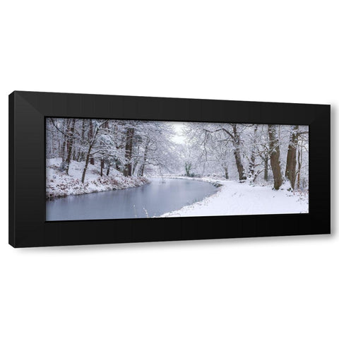 Canal through forest Black Modern Wood Framed Art Print by Frank, Assaf