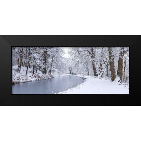 Canal through forest Black Modern Wood Framed Art Print by Frank, Assaf