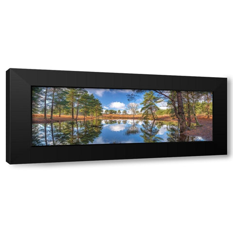 Canal through forest Black Modern Wood Framed Art Print with Double Matting by Frank, Assaf