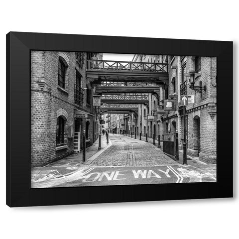 Narrow road in London Black Modern Wood Framed Art Print with Double Matting by Frank, Assaf
