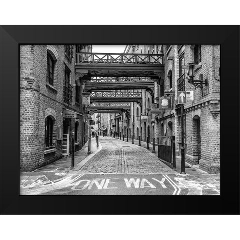 Narrow road in London Black Modern Wood Framed Art Print by Frank, Assaf