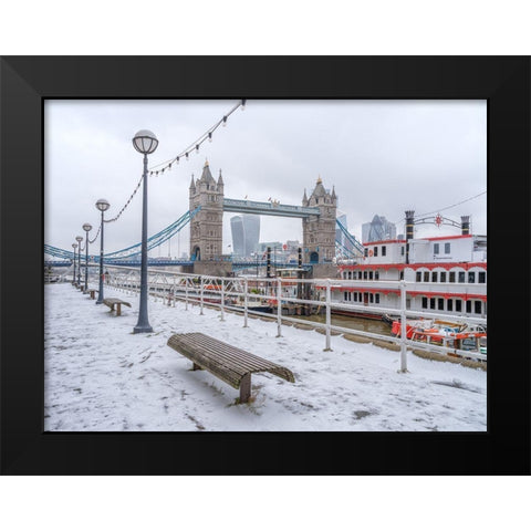 London in winter Black Modern Wood Framed Art Print by Frank, Assaf