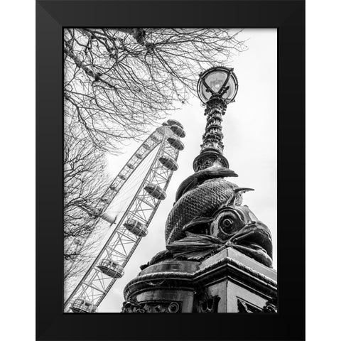 London eye and Street lamp Black Modern Wood Framed Art Print by Frank, Assaf