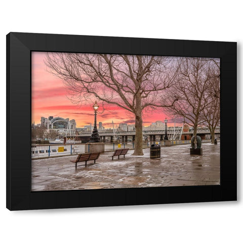 Sunset, Southbank, London Black Modern Wood Framed Art Print with Double Matting by Frank, Assaf