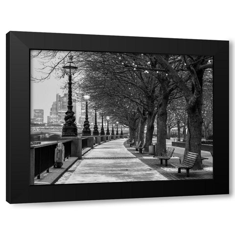 Thames promenade-London Black Modern Wood Framed Art Print with Double Matting by Frank, Assaf