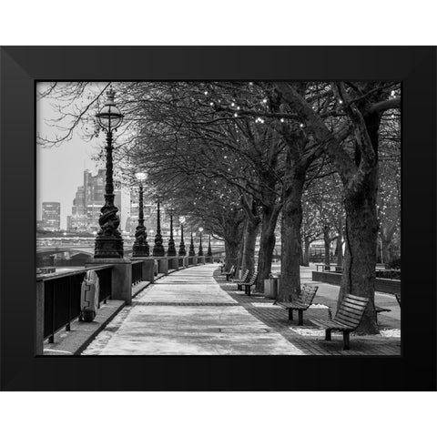 Thames promenade-London Black Modern Wood Framed Art Print by Frank, Assaf
