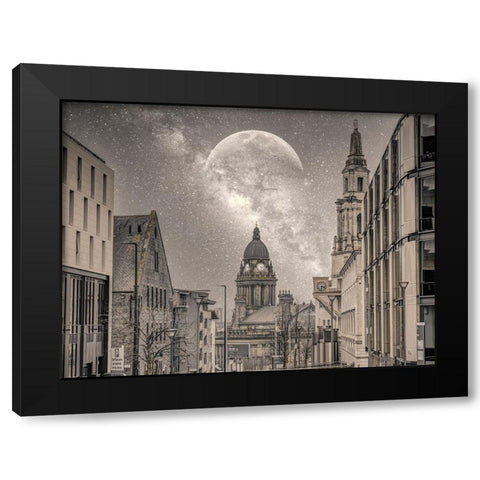 Leeds starry night Black Modern Wood Framed Art Print with Double Matting by Frank, Assaf