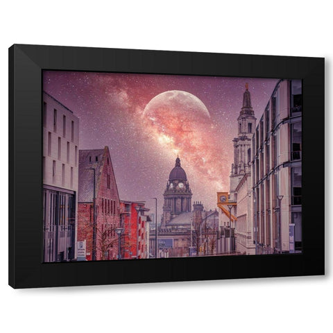 Starry night-Leeds Black Modern Wood Framed Art Print with Double Matting by Frank, Assaf