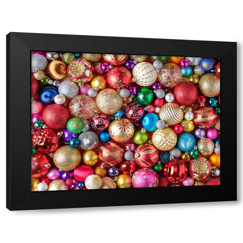 Christmas Baubles Black Modern Wood Framed Art Print by Frank, Assaf