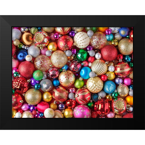 Christmas Baubles Black Modern Wood Framed Art Print by Frank, Assaf