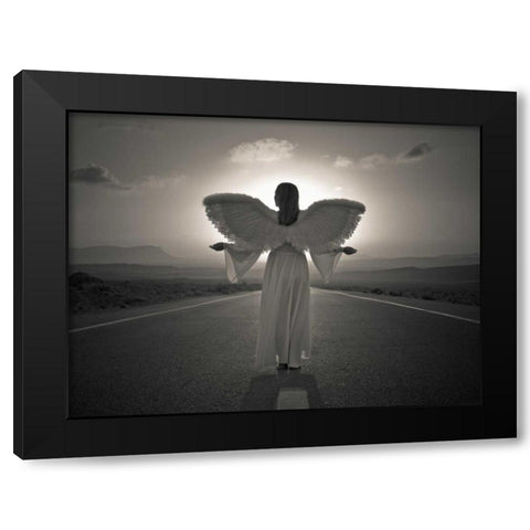 FTBR 1699 Road Angel Black Modern Wood Framed Art Print with Double Matting by Frank, Assaf