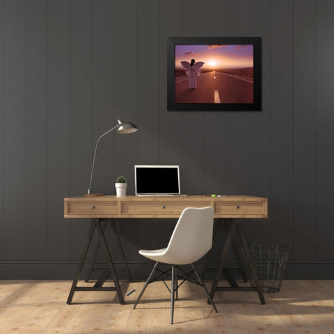 FTBR 1702 Road Angel Black Modern Wood Framed Art Print by Frank, Assaf