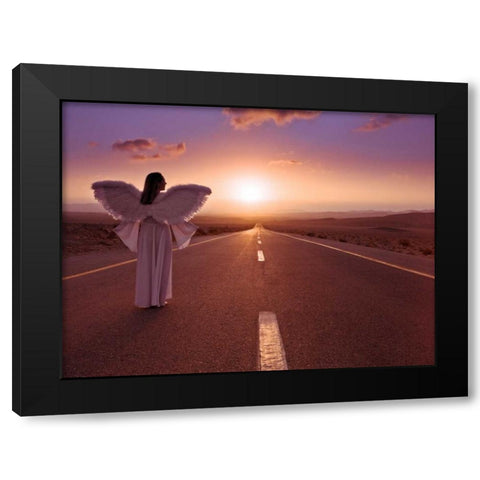 FTBR 1702 Road Angel Black Modern Wood Framed Art Print with Double Matting by Frank, Assaf