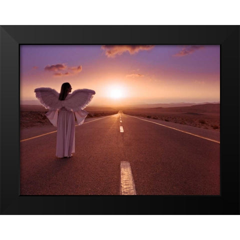 FTBR 1702 Road Angel Black Modern Wood Framed Art Print by Frank, Assaf