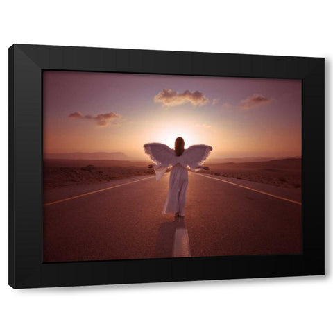 FTBR 1703 Road Angel Black Modern Wood Framed Art Print with Double Matting by Frank, Assaf