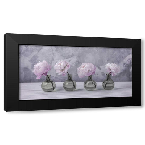 Peonies in glass bottles Black Modern Wood Framed Art Print with Double Matting by Frank, Assaf