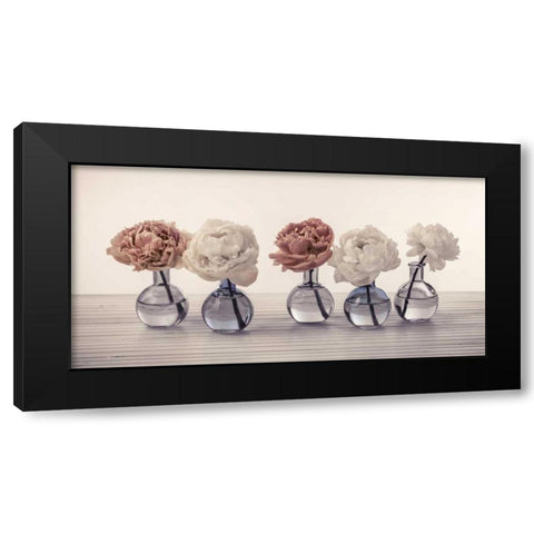 Peonies in glass bottles Black Modern Wood Framed Art Print with Double Matting by Frank, Assaf