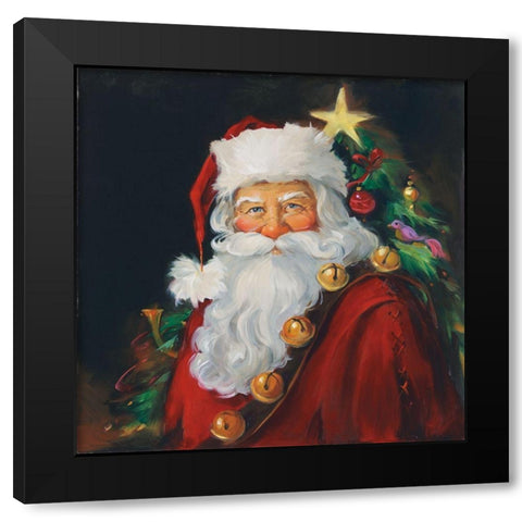 Sparkling Santa Black Modern Wood Framed Art Print with Double Matting by Comish, Susan