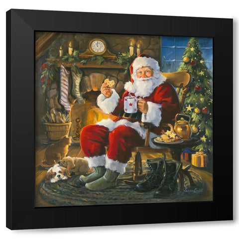 Santa Cookie Break Black Modern Wood Framed Art Print with Double Matting by Comish, Susan