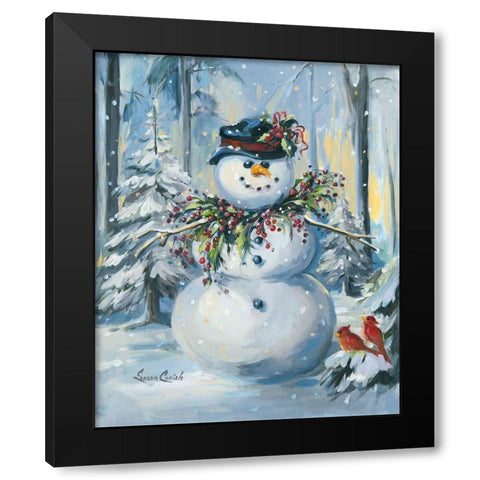Berry Christmas Black Modern Wood Framed Art Print by Comish, Susan