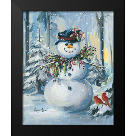 Berry Christmas Black Modern Wood Framed Art Print by Comish, Susan