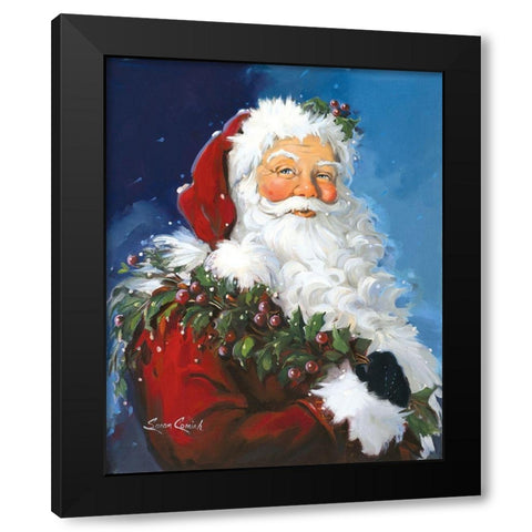 Berry Christmas Black Modern Wood Framed Art Print with Double Matting by Comish, Susan
