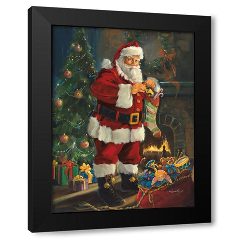 Sneaking Santa  Black Modern Wood Framed Art Print by Comish, Susan
