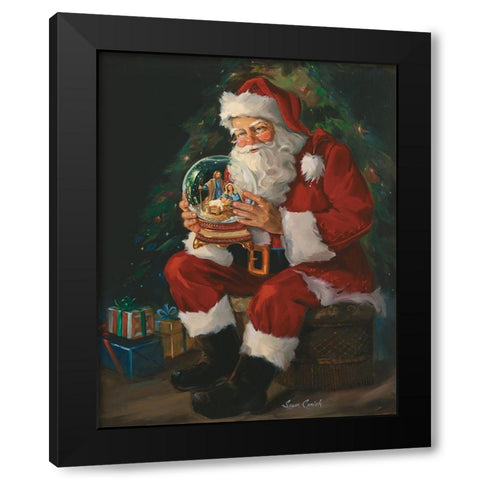 Santa Snowglobe Black Modern Wood Framed Art Print by Comish, Susan