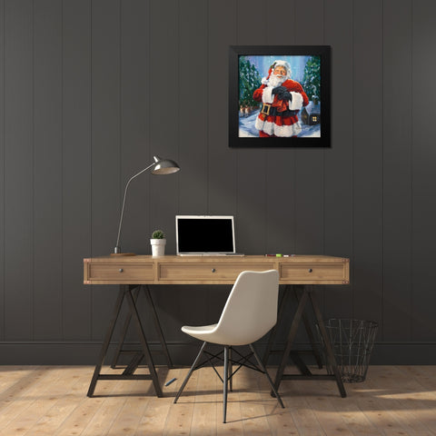 Santas Snowy Night Black Modern Wood Framed Art Print by Comish, Susan