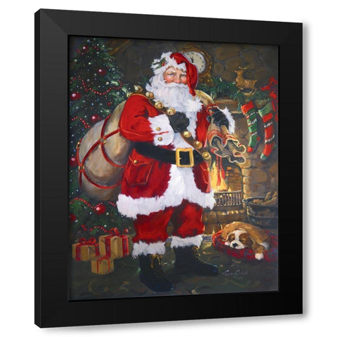 Christmas At The Cabin Black Modern Wood Framed Art Print with Double Matting by Comish, Susan