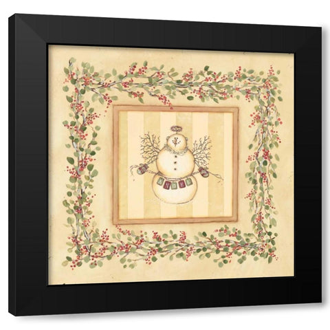 Angel Snowman Black Modern Wood Framed Art Print with Double Matting by Marrott, Stephanie