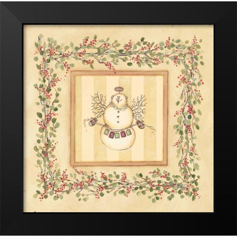 Angel Snowman Black Modern Wood Framed Art Print by Marrott, Stephanie