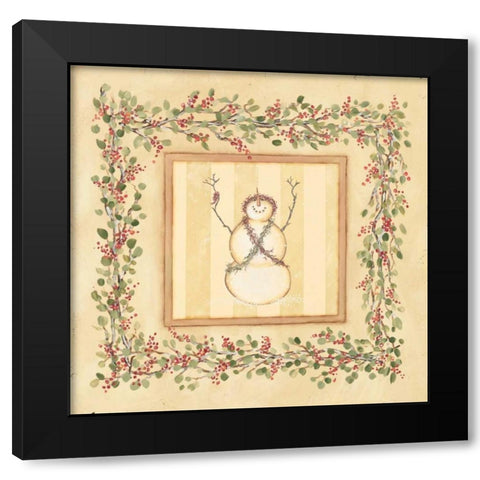 Priaising Snowman Black Modern Wood Framed Art Print with Double Matting by Marrott, Stephanie