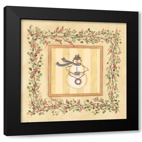 Snowman with Nest Black Modern Wood Framed Art Print by Marrott, Stephanie