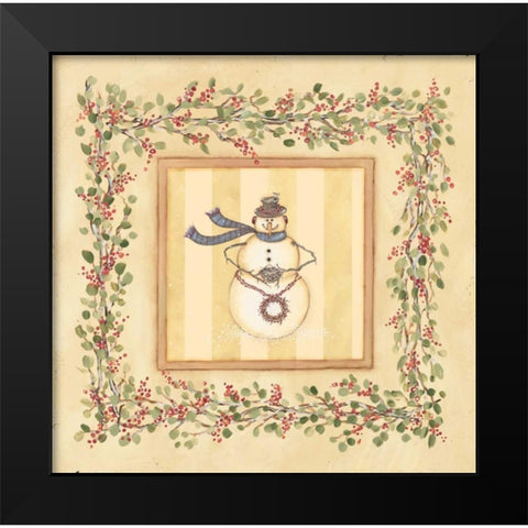 Snowman with Nest Black Modern Wood Framed Art Print by Marrott, Stephanie