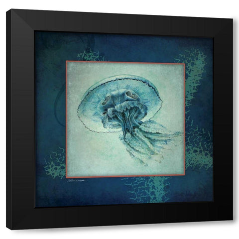 Jellyfish Black Modern Wood Framed Art Print with Double Matting by Marrott, Stephanie