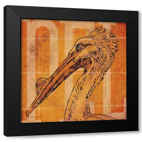 Pelican Head Black Modern Wood Framed Art Print by Marrott, Stephanie