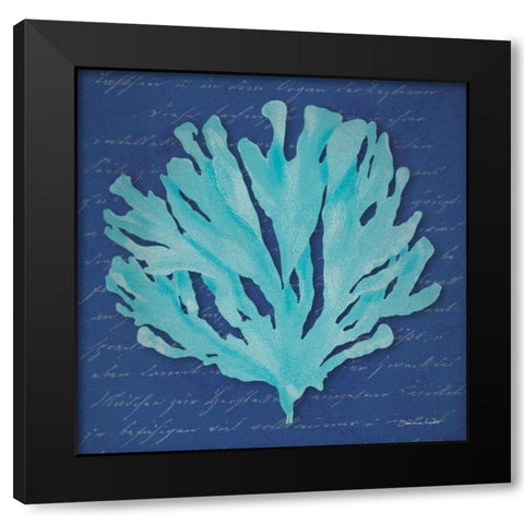 Blue Coral Black Modern Wood Framed Art Print with Double Matting by Marrott, Stephanie